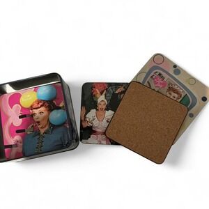 I Love Lucy Coaster Set with Collector Tin OS Multicolor Excellent Vintage Style